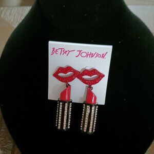 BETSY JOHNSON LIPS AND LIPSTICK CASE EARRINGS